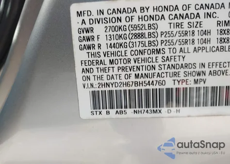 2011 Acura Mdx Technology Package z USA, uszkodzony, nr VIN 2HNYD2H67BH544760